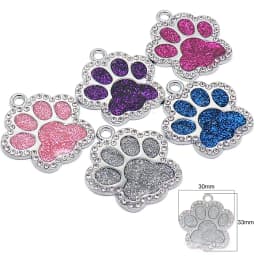 Wholesale 20pcs Dog Cat Tag Pet Dog Collar Accessories Personalized Paw Shape ID Tags Name No. Telephone Tags For Dog Supplies