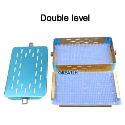 Disinfection Box Sterilization Tray Case Single Double Layer Surgical Autoclavable Surgery with Silicone Pad