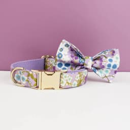 Adjustable Dog Harness Printed Purple Soft Cotton Personalized Dog Collar Leashes Harness Bow Set Dog Accessories Flowers 03