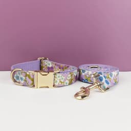 Adjustable Dog Harness Printed Purple Soft Cotton Personalized Dog Collar Leashes Harness Bow Set Dog Accessories Flowers 03