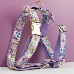 Adjustable Dog Harness Printed Purple Soft Cotton Personalized Dog Collar Leashes Harness Bow Set Dog Accessories Flowers 03