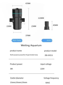 Fish tank UV disinfection lamp fish pond diving sterilization lamp algae removal lamp fish tank external aquarium accessories