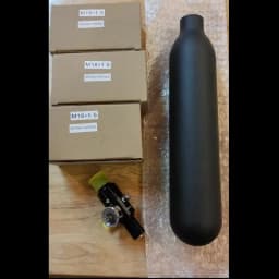 0.38L Round Aluminum Bottle 61mm OD Matte Black M18*1.5 Inlet Thread Tank Bottle 30Mpa 4500psi Tank Regulator For Cylinder Divin