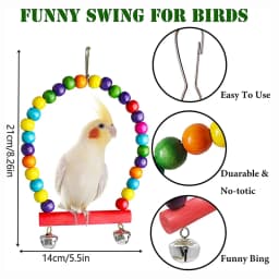7pcs Pack Wood Parrot Toys Bird Toy Cage Bird Accessories Swing Suspension Bridge Ball Cage Bells Pet Supplies Set