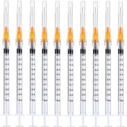20Pack 1ml/cc Disposable Plastic Sterile Syringes with 25Ga Cap, for Scientific Labs, Industrial Adhesives, Individually Package