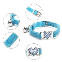 Heart Charm and Bell Cat Collar Safety Elastic Adjustable with Soft Velvet Material 8 Colors Pet Product Small Dog Collar Pet