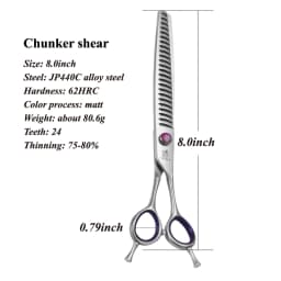 Fenice 7.0/8.0inch Professional Dog Grooming Scissors Thinning Chunker Shears JP440C Pets Dogs Groomer Tools