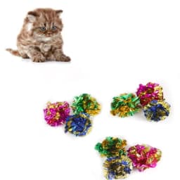 12pcs Colorful Crinkle Foil Balls Cat Kitten Sound Paper Toy Cat Toy Mylar Balls
