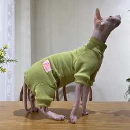 Fleece Coat for Sphynx Cat Warm Sweatshirt 4-legged Jumpsuit for Kittens Dogs Soft Loungewear for Male Cat Devon Rex Sweater