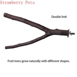 Natural Wood Pet Parrot Raw Wood Fork Tree Branch Stand Rack Squirrel Bird Hamster Branch Perches Chew Bite Toys Stick