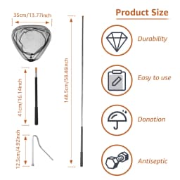 4Pcs Poultry Catcher Tools Stainless Steel Telescopic Chicken Grabber Pole & Small Chicken Catching Net Outdoor Bird Catcher