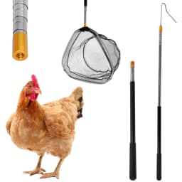4Pcs Poultry Catcher Tools Stainless Steel Telescopic Chicken Grabber Pole & Small Chicken Catching Net Outdoor Bird Catcher