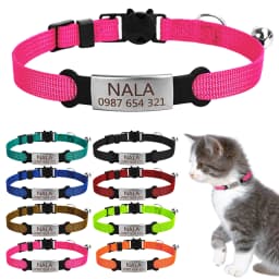 Engraved Name Nylon Cat Collar Small Bell Solid Color Pet Products Personalized Unisex Kitten Supplies Tag Small Cat Collar