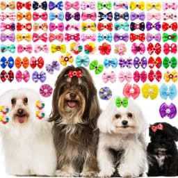 30pcs Dog Hair Bows Rubber Bands Small Dog Cat Bows Handmade For Dogs Pets Hair Accessories Dog Grooming For Small Dogs