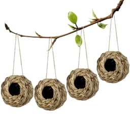 2024 New Birds Nest Bird Cage Grass Egg Cage Bird House Outdoor Decorative Weaved Hanging Parrot Nest Houses Pet Bedroom
