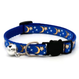 Gold Stars and Moon Cat Collar with Reflective Safety Buckle and Bell