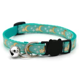 Gold Stars and Moon Cat Collar with Reflective Safety Buckle and Bell