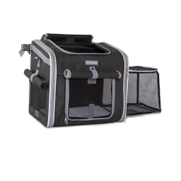 Dog or Cat Bike Basket, Expandable Soft Sided Pet Carrier Backpack with 4 Open Doors, Foldable Dog Bike Carrier
