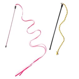 Interactive Cats Toys Long Satin Ribbon Cat Teaser Rod Toy Kitten Playing Teaser Wand Toy Cat Stick Toy