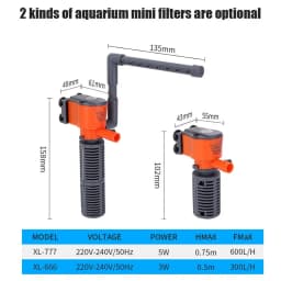 1Pcs 3-in-1 Fish Tank Filter Aquarium Submersible Water Pump AC220-240V Mini Filter Oxygen Air Pump for Small Aquarium Fish Tank