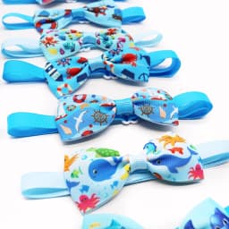 10PCS Summer New Dog Bow Tie Beach Series Handmade Adjustable Cartoon Print Pet Collars Neckties For Dog Pet Dog Accessories