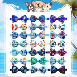 10PCS Summer New Dog Bow Tie Beach Series Handmade Adjustable Cartoon Print Pet Collars Neckties For Dog Pet Dog Accessories