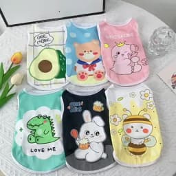 Summer Cat Puppy Clothes Cartoon Print Pet Sleeveless Vest for Small Dogs Cats Kitten Sphynx Clothing Ropa Para Gato