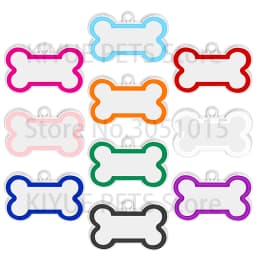 Wholesale 100Pcs 10 Colorful Cute Engraved ID Dog Tag Bone DIY Dog Id Tags For Dog Cat Personalized Collars Pet Accessories