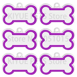 Wholesale 100Pcs 10 Colorful Cute Engraved ID Dog Tag Bone DIY Dog Id Tags For Dog Cat Personalized Collars Pet Accessories