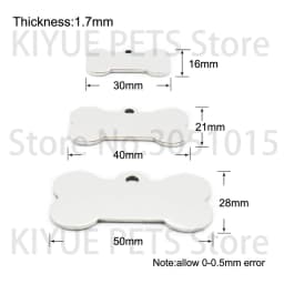 Wholesale 100pcs Bone Pet ID Tag Blank Engraved Stainless Steel Pet Supplies Cat Collar Accessory DIY Name Pendant Personalized