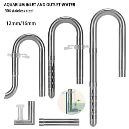 ZRDR Fish Tank Inlet and Outlet Filter Stainless Steel Tube Extendable Component Anti Fish and Shrimp Aquarium Filter 12mm/16mm