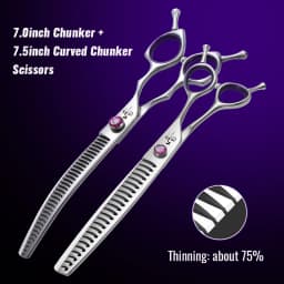 Fenice 7.0/7.5/8.0 inch Professional Pet Grooming Shears Fishbone Teeth Straight/Curved Chunker Scissors JP440C Groomer Tools