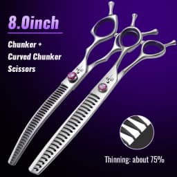 Fenice 7.0/7.5/8.0 inch Professional Pet Grooming Shears Fishbone Teeth Straight/Curved Chunker Scissors JP440C Groomer Tools