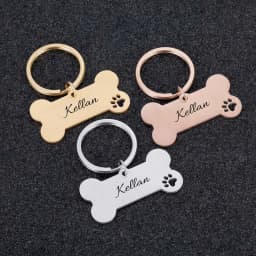 Personalized Pet ID Tag Keychain Engraved Pet ID Name for Cat Puppy Dog Collar Tag Bone Shape Pendant Keyring Pet Accessories
