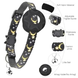 for Apple Tag Cat Collar, Reflective Kitten Collar with Airtag Case Holder and Bell for Girl Boy Cats ,Safe Breakaway Necklace