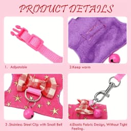 2pcs/set Hamster Harness And Leash Walking Set, Small Pet Clothes With Bow Bells, Safe And Comfortable Padded Vest, Hamster Stri