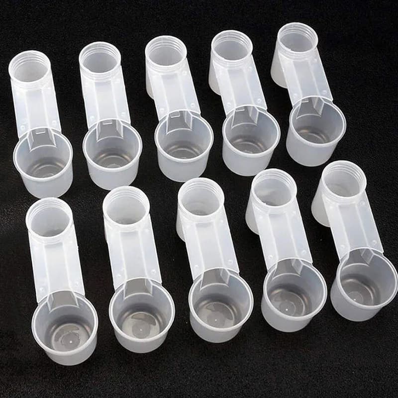 10pcs Plastic Pet Bird Pigeon Parrot Drinker Feeder Aviary Cage Transparent Poultry Water Bottle Cup