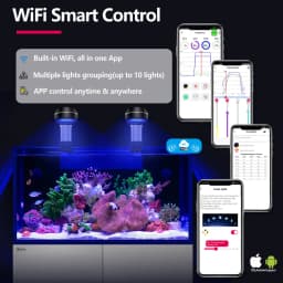 PopBloom WiFi Nano Aquarium LED Light 60W, Professional Aquarium Light Full Spectrum for Reef Coral SPS/LPS Saltwater Tank