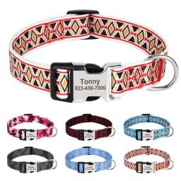 Personalized Dog Collar Adjustable Nylon Pet Buckle Collars Free Engraving Anti-lost Dog Necklace For Small Medium Large Dogs