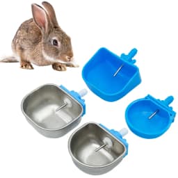 5/10Pcs Rabbit Water Bowl Farm Rabbit Automatic Drinker Rabbit Cage Fix Cup Stainless Steel Plastic Drinking Bowl
