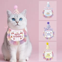 Pet Birthday Bib and Party Hat Cat Puppy Lace Saliva Towel Mini Doggy Bandana Scarf Dog Birthday Dress Up Supplies