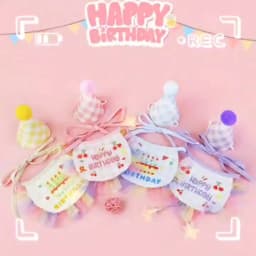 Pet Birthday Bib and Party Hat Cat Puppy Lace Saliva Towel Mini Doggy Bandana Scarf Dog Birthday Dress Up Supplies