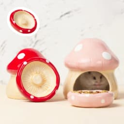 2023 Cute Ceramic Mushroom House Pet Items Hamster Cage Small Pet Bowl For Rabbit Ferret Rat Chinchilla Hedgehog Pet Products
