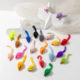 Pet Cat Toys Rabbit Fur False Mouse Feather Rainbow Mouse Toy Funny Playing Toys For Kitten