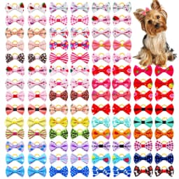 30PCS Dog Bow With Rubber Band Dog Hair Accessories Handmade Movable Puppy Bows For Dogs and Cats Cute Pet Accessories