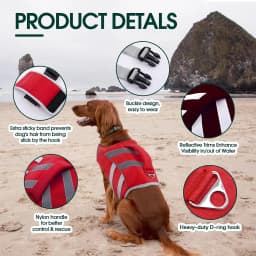 Ensure Your Dog's Water Adventures are Safe and Stylish: Premium Waterproof Dog Life Jacket with Reflective Stripes, Extra Stick