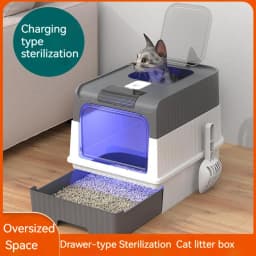 Cat Litter Box Oversize Rechargeable Sterilizing Deodorant Fully Enclosed Toilet Large Capacity UV Sterilizatio Odor Removal Cat