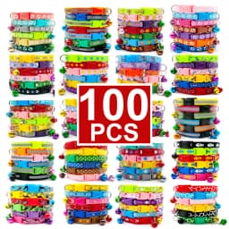 100Pcs Collar for Dogs Cat Necklace Training Choker Neck Personalized Cartoon Printed Dog Id Tag Accessories Anti-lost