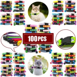 100Pcs Collar for Dogs Cat Necklace Training Choker Neck Personalized Cartoon Printed Dog Id Tag Accessories Anti-lost