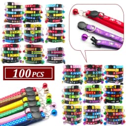 100Pcs Collar for Dogs Cat Necklace Training Choker Neck Personalized Cartoon Printed Dog Id Tag Accessories Anti-lost